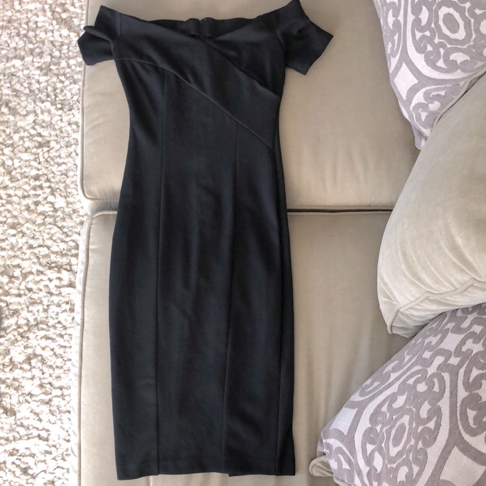 ASOS black off the should midi dress NWT